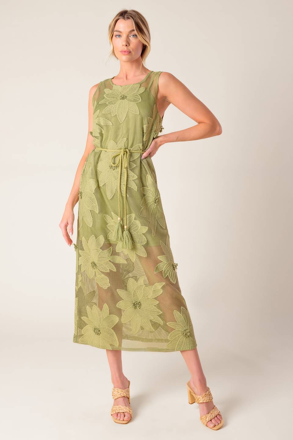 IN MY FREE TIME WOVEN LACE MIDI DRESS Flying Tomato